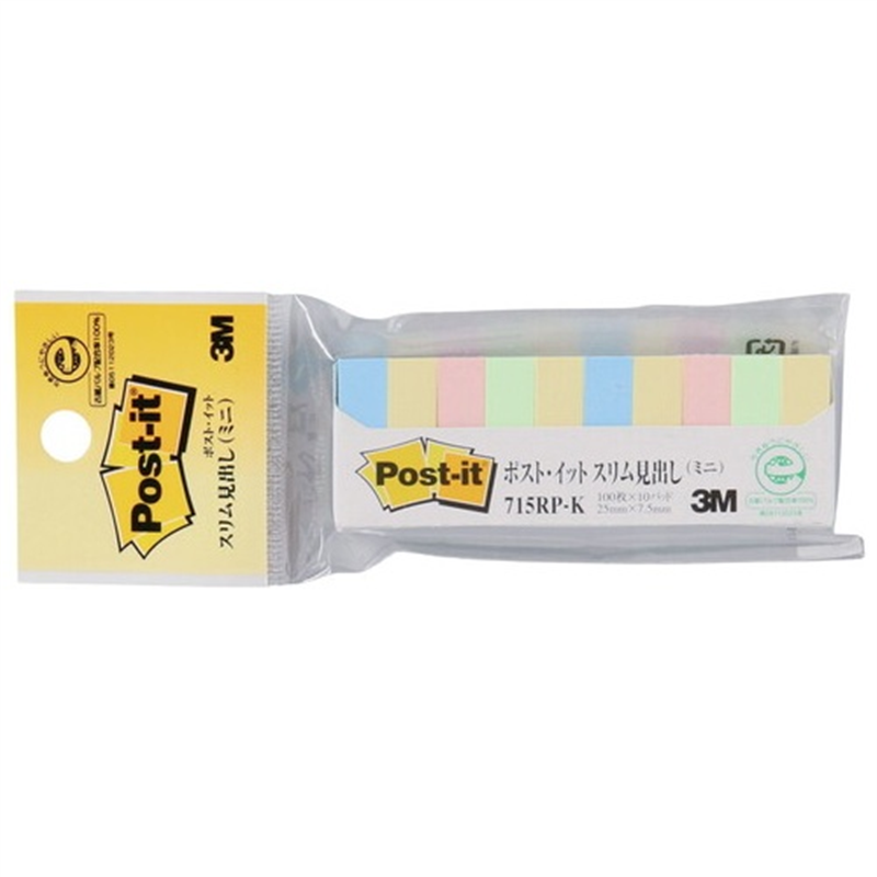 スリーエム ジャパン Post-it再生紙 25×7.5mm 715RP-K 混色 1個(ご注文単位1個)【直送品】