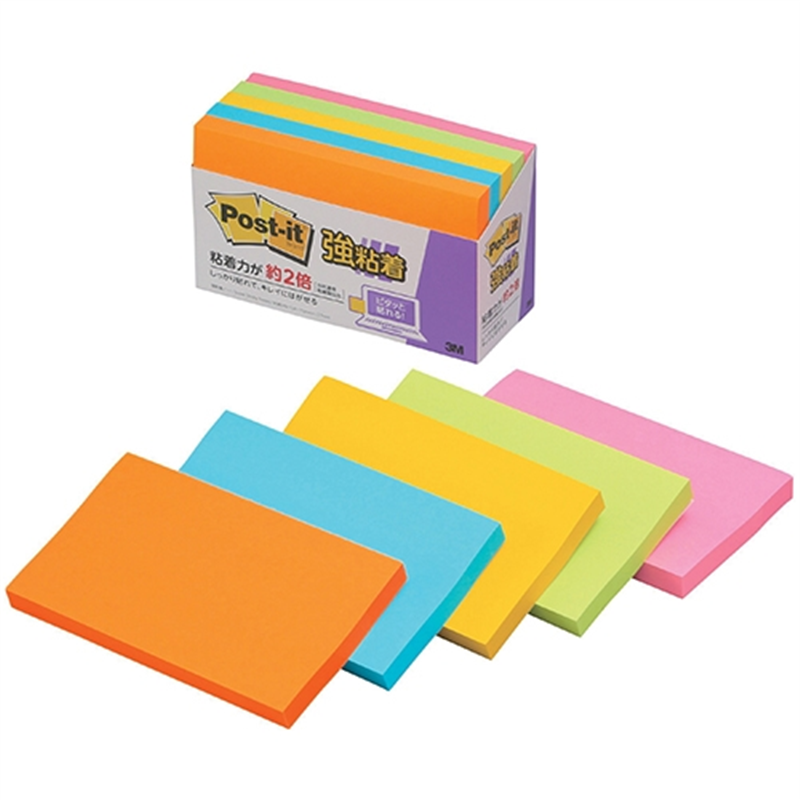 スリーエム ジャパン Post-it強粘着75×127mm 655-5SSAN 5色  1個（ご注文単位1個）【直送品】
