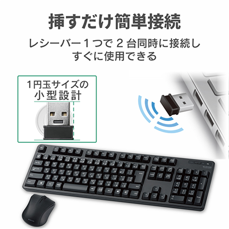 エレコム 無線キーボード マウス付 TK-FDM106MBK 1個(ご注文単位1個)【直送品】
