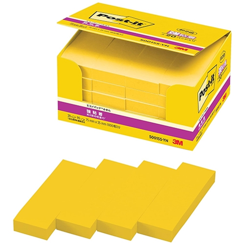 スリーエム ジャパン Post-it強粘着75×25mm 5001SS-YN イエロー 1個（ご注文単位1個）【直送品】