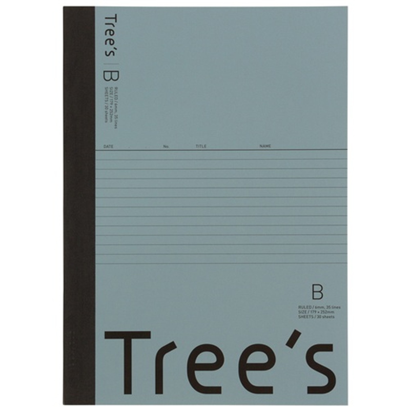 日本ノート Trees B5 B罫 30枚 ブルーグレー 1個(ご注文単位1個)【直送品】