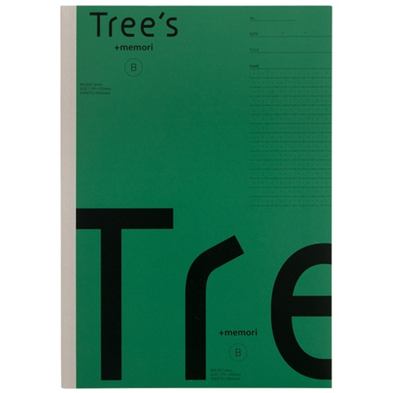 日本ノート Trees B5 Pメモリ B罫 30枚 グリーン 1個(ご注文単位1個)【直送品】