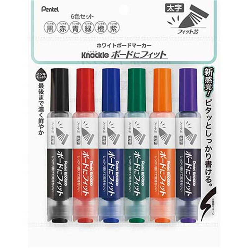 ぺんてる ボードマーカノックル EMWL5BF6ST 太字6色 1個（ご注文単位1個）【直送品】