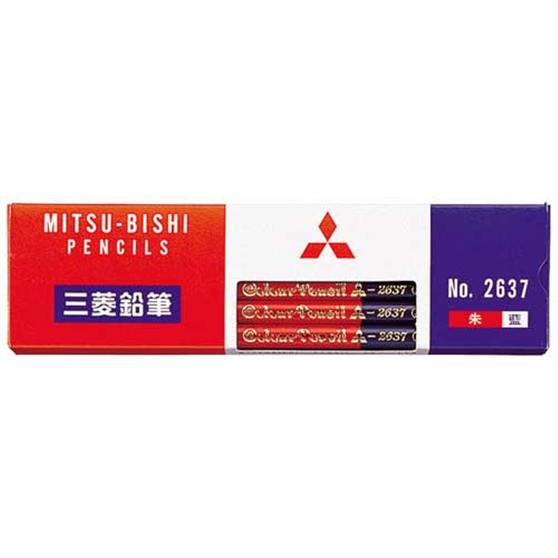 三菱鉛筆 色鉛筆 K2637 朱藍7:3 12本入  1個（ご注文単位1個）【直送品】