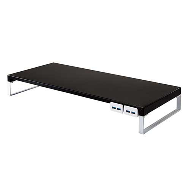 LIHITLAB 机上台 590mm USB3.0ハブ付 黒 A-7334-24  1個（ご注文単位1個）【直送品】