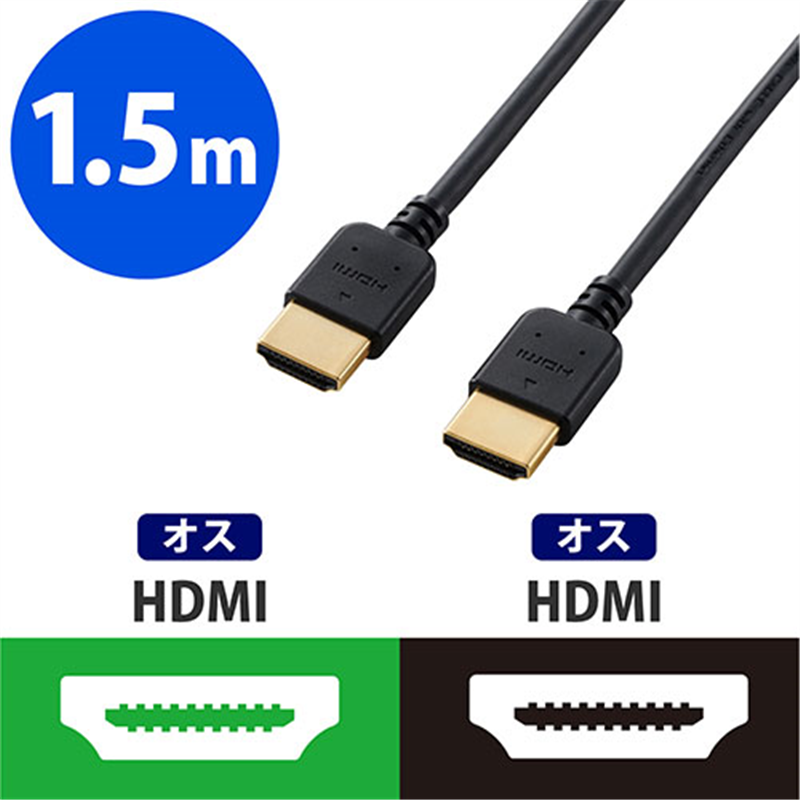 エレコム HDMIケーブル やわらか 1.5m DH-HD14EY15BK 1個(ご注文単位1個)【直送品】