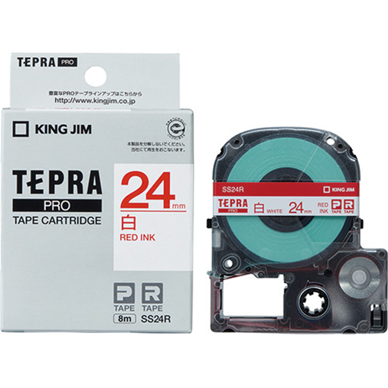 キングジム テプラPROテープ SS24R 白に赤文字 24mm  1個（ご注文単位1個）【直送品】