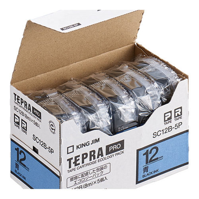 キングジム テプラPROテープカラーラベル青 SC12B-5P 1個(ご注文単位1個)【直送品】