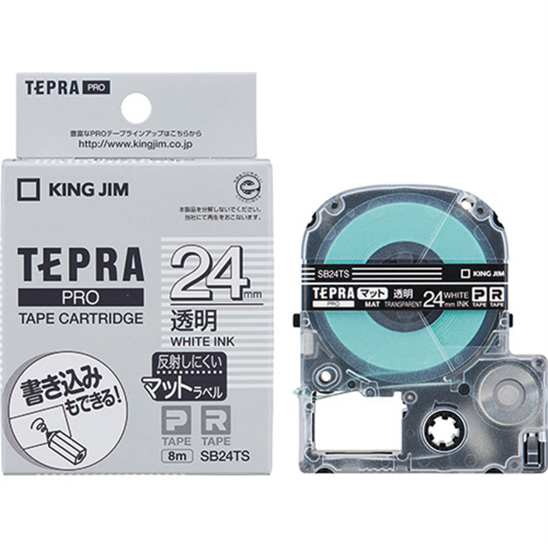 キングジム テプラPROテープマット透明に白文字SB24TS 1個(ご注文単位1個)【直送品】