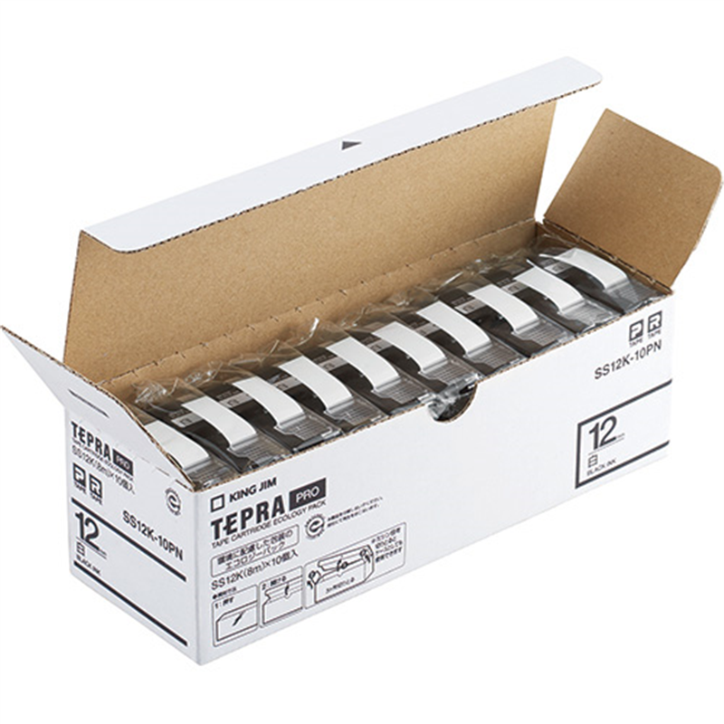 キングジム テプラPROテープSS12K-10PN 白/黒字12mm10P 1個（ご注文単位1個）【直送品】