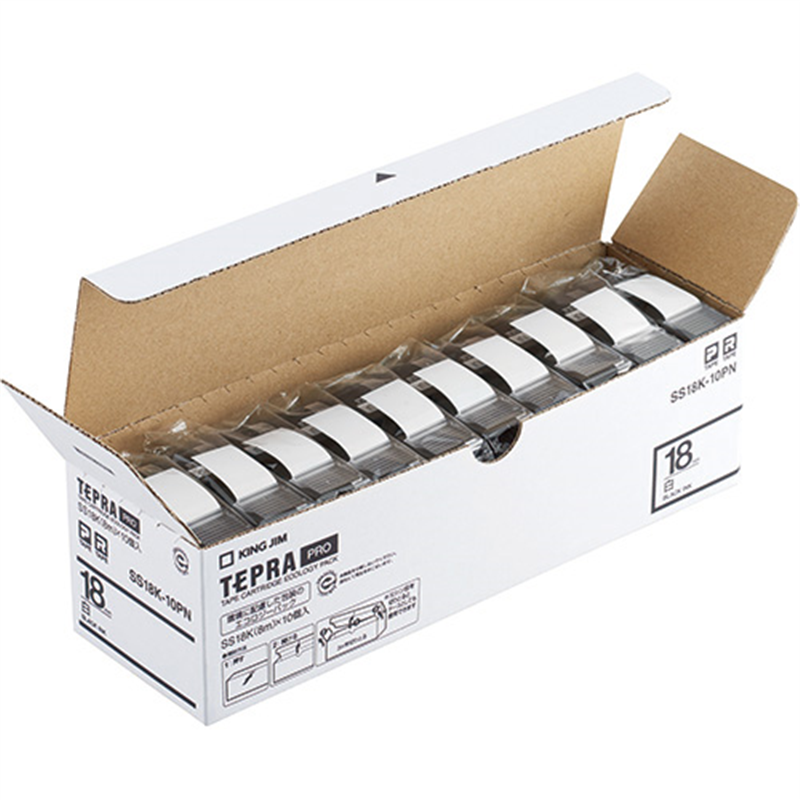 キングジム テプラPROテープSS18K-10PN 白/黒字18mm10P 1個（ご注文単位1個）【直送品】