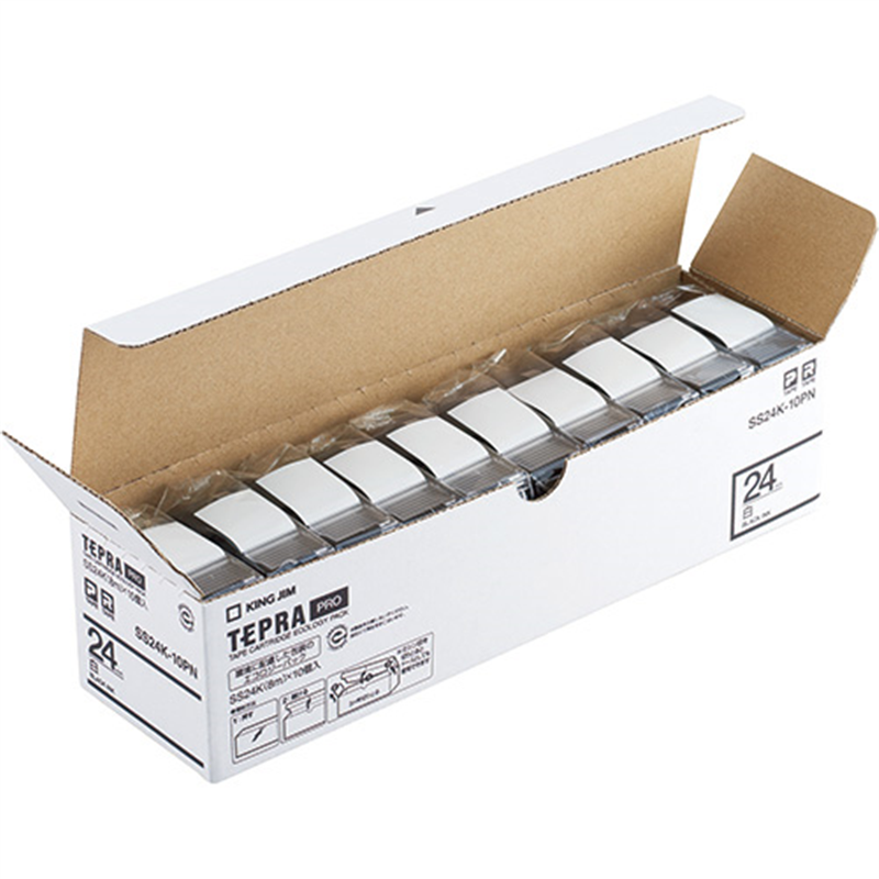 キングジム テプラPROテープSS24K-10PN 白/黒字24mm10P 1個（ご注文単位1個）【直送品】