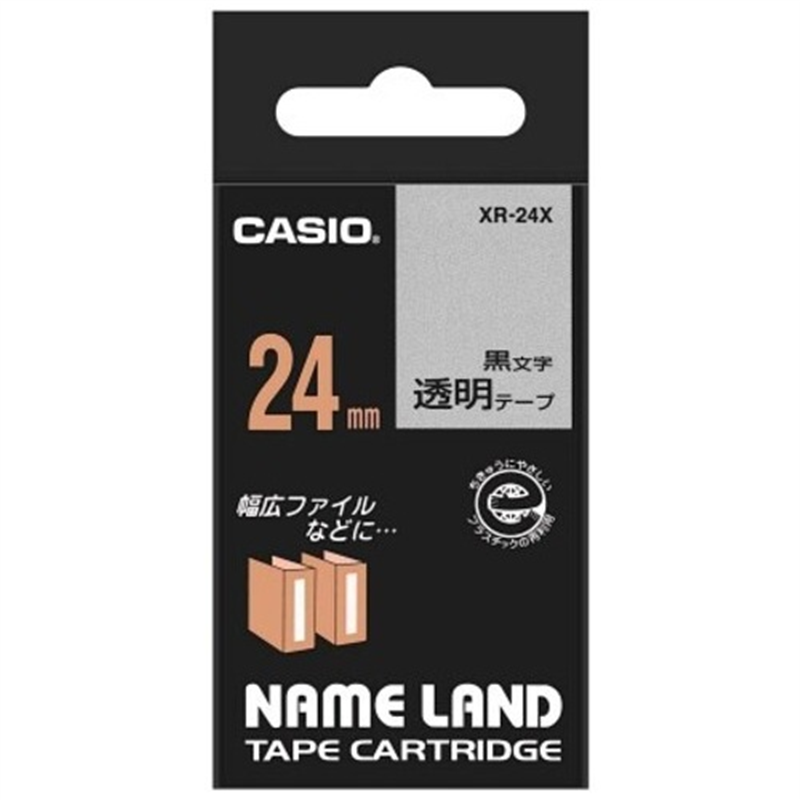 カシオ計算機 透明テープ XR-24X 透明に黒文字 24mm  1個（ご注文単位1個）【直送品】