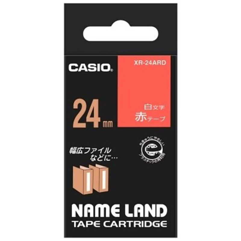 カシオ計算機 ラベルテープ XR-24ARD 赤に白文字 24mm  1個（ご注文単位1個）【直送品】