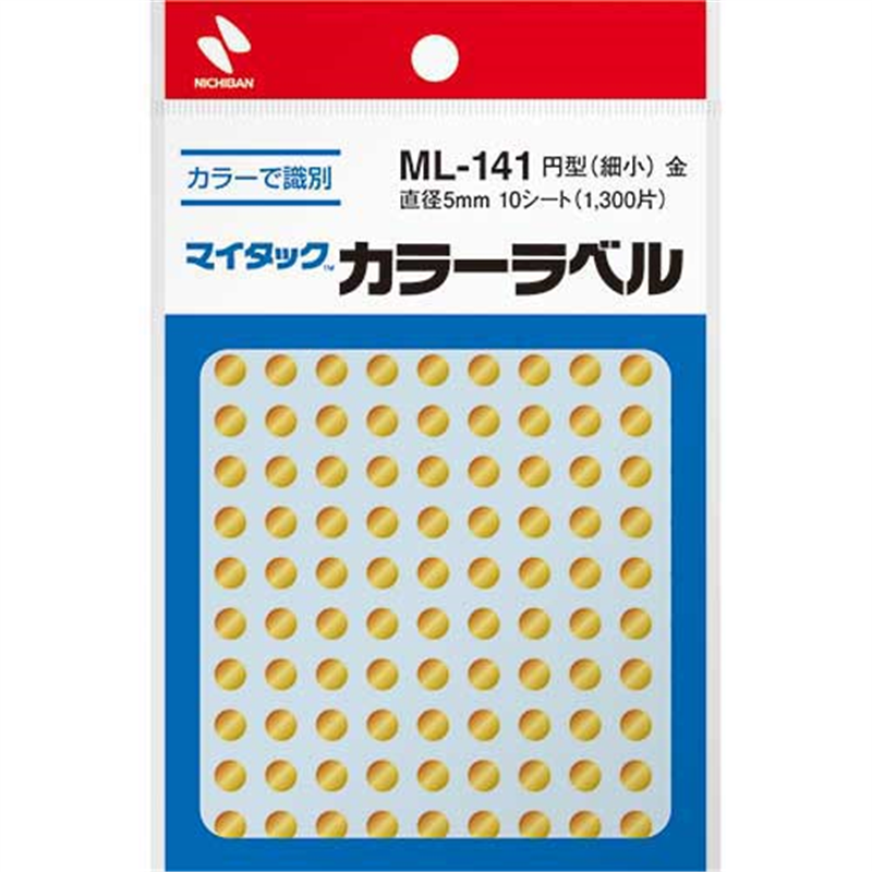 ニチバン マイタック カラーラベル ML-141 金 5mm  1個（ご注文単位1個）【直送品】