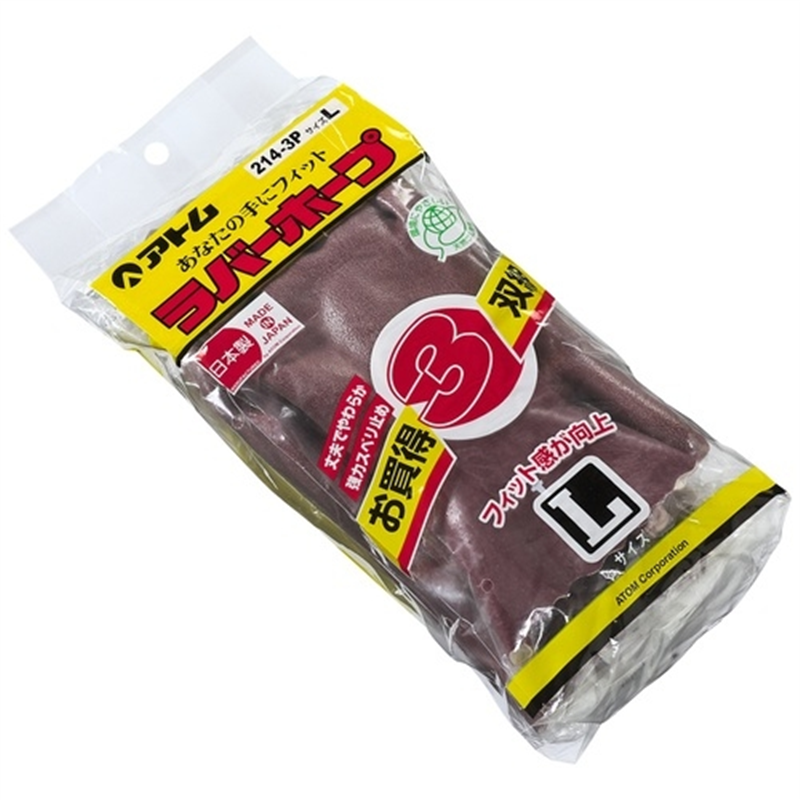 アトム ゴム手袋 ラバーホープ 214-3P-L 3双組 1個(ご注文単位1個)【直送品】
