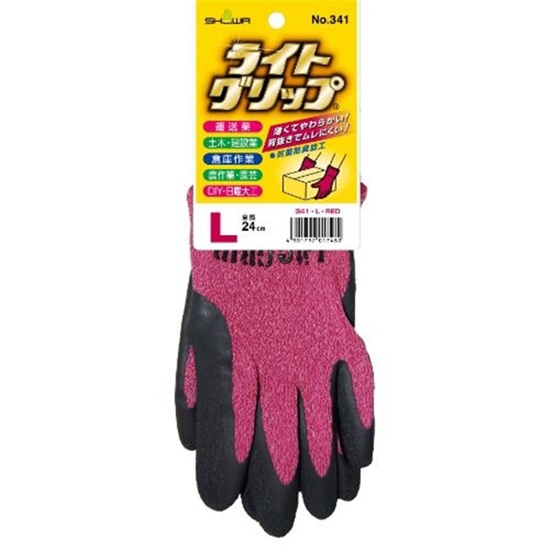 ショーワグローブ 341 ライトグリップ L レッド 1個（ご注文単位1個）【直送品】