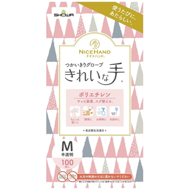 ショーワグローブ ナイスハンド使いきりポリエチM 100枚X30箱 1個（ご注文単位1個）【直送品】