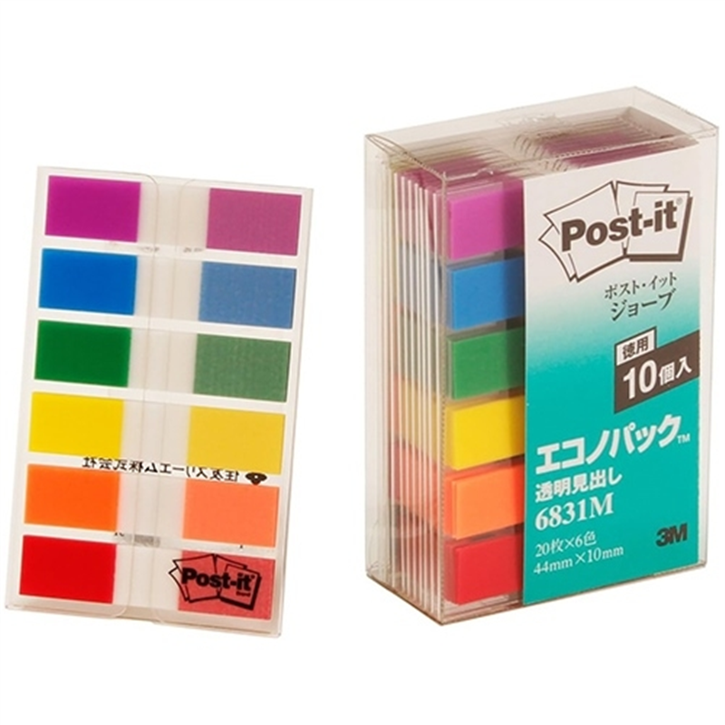 スリーエム ジャパン Post-itフィルム透明見出し 6831M 混色 1個（ご注文単位1個）【直送品】