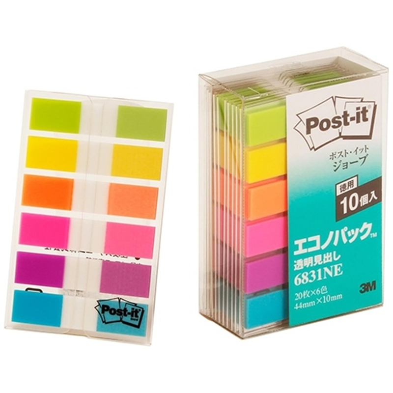 スリーエム ジャパン Post-itフィルム透明見出し 6831NE 混色 1個（ご注文単位1個）【直送品】