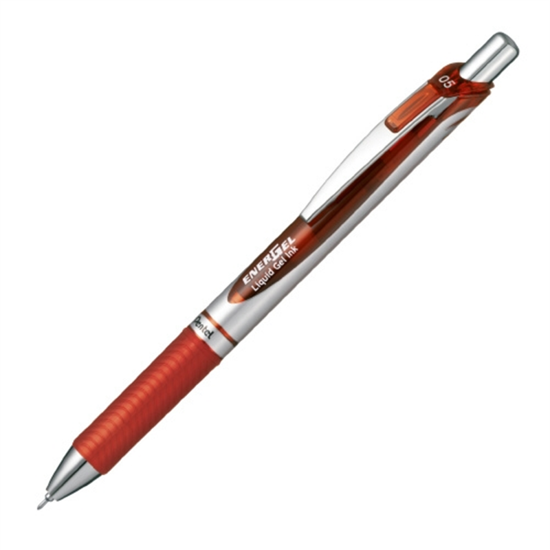 ぺんてる エナージェル 0.5mm BLN75Z-B シルバー/赤 1個(ご注文単位1個)【直送品】