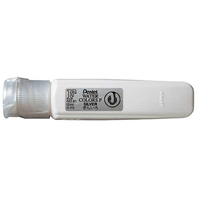 ぺんてる エフ水彩 ポリチューブ WFCT91 銀 1個(ご注文単位1個)【直送品】