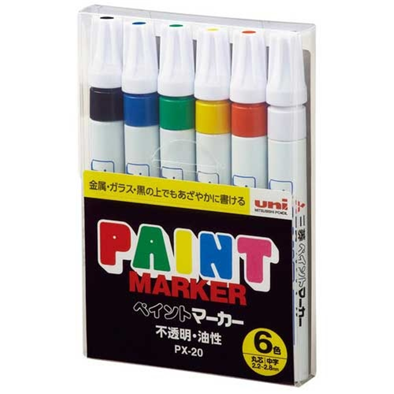 三菱鉛筆 ペイントマーカー PX-206C 中字 6色 1個（ご注文単位1個）【直送品】