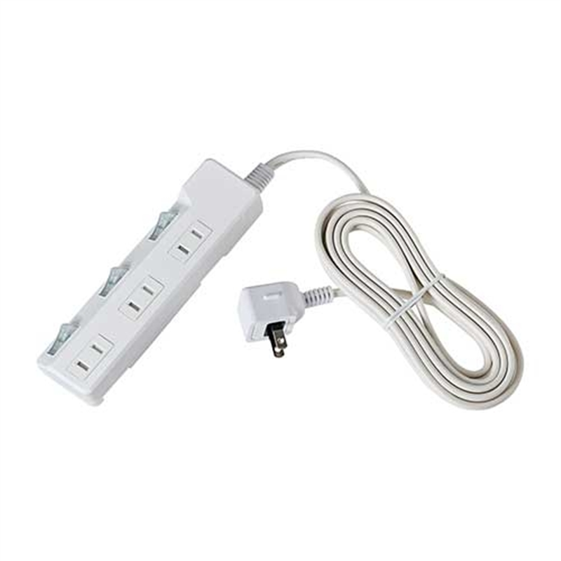 朝日電器 耐雷SW付タップ 3個口 3m WLK-33S(W) 1個(ご注文単位1個)【直送品】