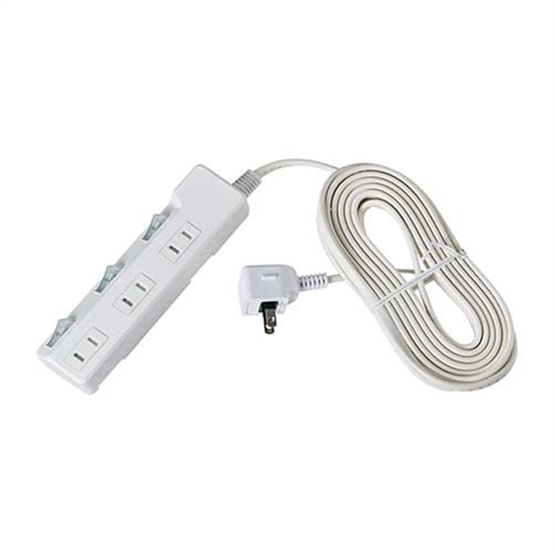 朝日電器 耐雷SW付タップ 3個口 5m WLK-35S(W) 1個(ご注文単位1個)【直送品】
