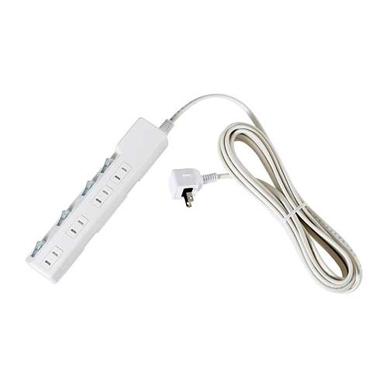 朝日電器 耐雷SW付タップ 4個口 5m WLK-45S(W) 1個(ご注文単位1個)【直送品】
