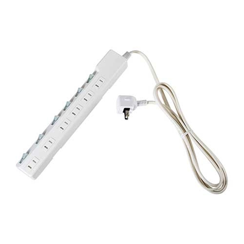 朝日電器 耐雷SW付タップ 6個口 2m WLK-62S(W) 1個(ご注文単位1個)【直送品】