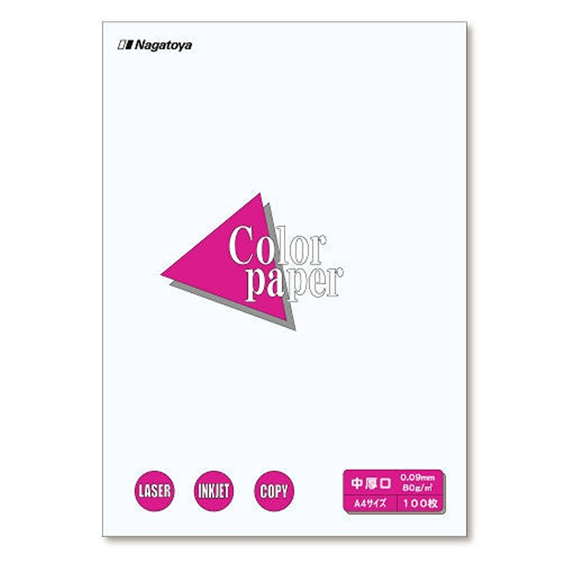 長門屋商店 カラーペーパー中厚口A4 白100枚 1個（ご注文単位1個）【直送品】