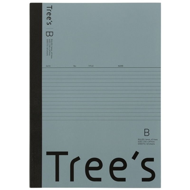 日本ノート Trees A4 B罫 40枚 ブルーグレー 1個(ご注文単位1個)【直送品】