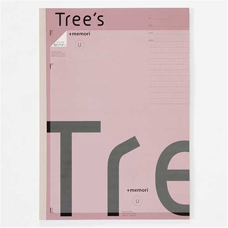 日本ノート Trees A4 Pメモリ U罫40枚 スモークピンク 1個(ご注文単位1個)【直送品】