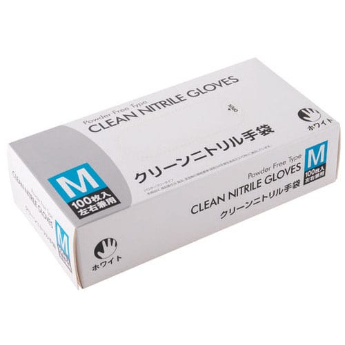 MISM クリーンニトリル手袋 M ホワイト 100枚×10箱/セット（ご注文単位1セット）【直送品】