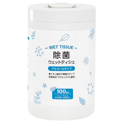 MISM 除菌ウェット アルコール 本体 100枚/パック(ご注文単位1パック)【直送品】
