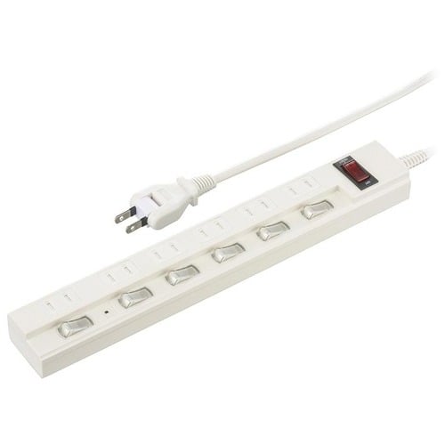 オーム電機 節電タップ雷ガード ブレーカー付 6個口 5m（ご注文単位1個）【直送品】