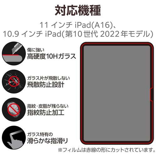 エレコム iPad液晶フィルム ガラス TB-A25RFLGGT（ご注文単位1個）【直送品】