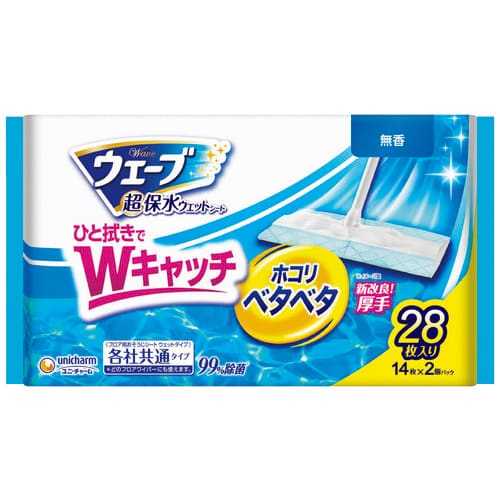 ユニ・チャーム ウェーブ フロア用ウェットシート 28枚/パック(ご注文単位1パック)【直送品】