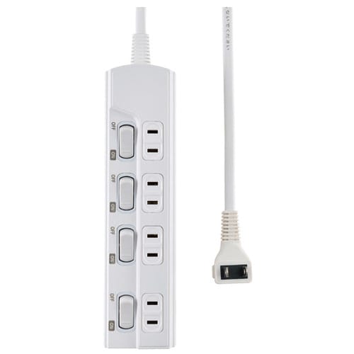 朝日電器 ランプレスSW付タップ 4個口 2m WLK-E42(W)(ご注文単位1個)【直送品】