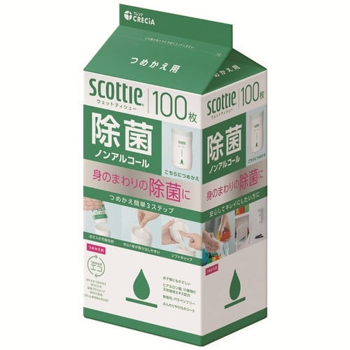 >日本製紙クレシア スコッティウェット除菌ノンアル 詰替 100枚/パック(ご注文単位1パック)【直送品】