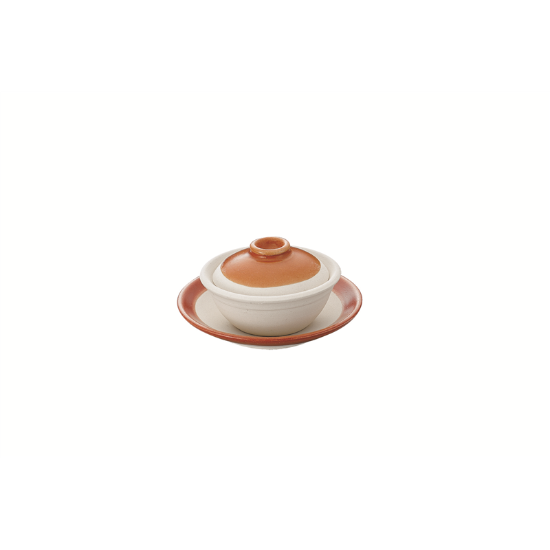 素焼品味小砂鍋用受皿 茶塗 1個（ご注文単位1個）【直送品】