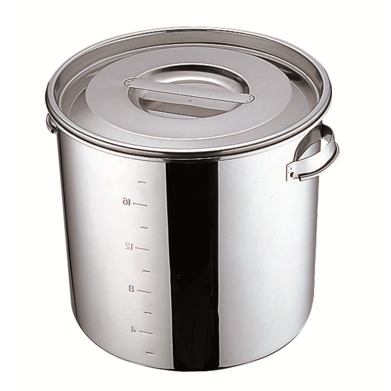 UK 18-8 丸 深型キッチンポット 21cm(7.2L)手付 1個（ご注文単位1個）【直送品】