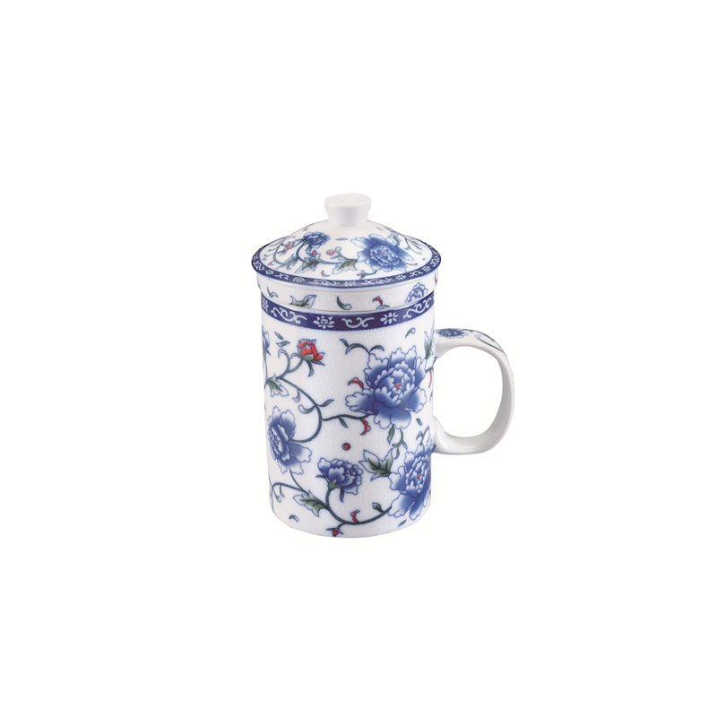 中国茶マグ ストレーナー付 (71075) 白花 1個（ご注文単位1個）【直送品】
