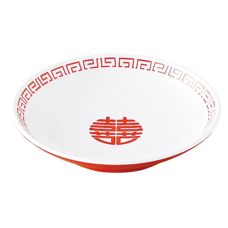 瑞祥 CA-42 中華取皿 白/赤 1個(ご注文単位1個)【直送品】