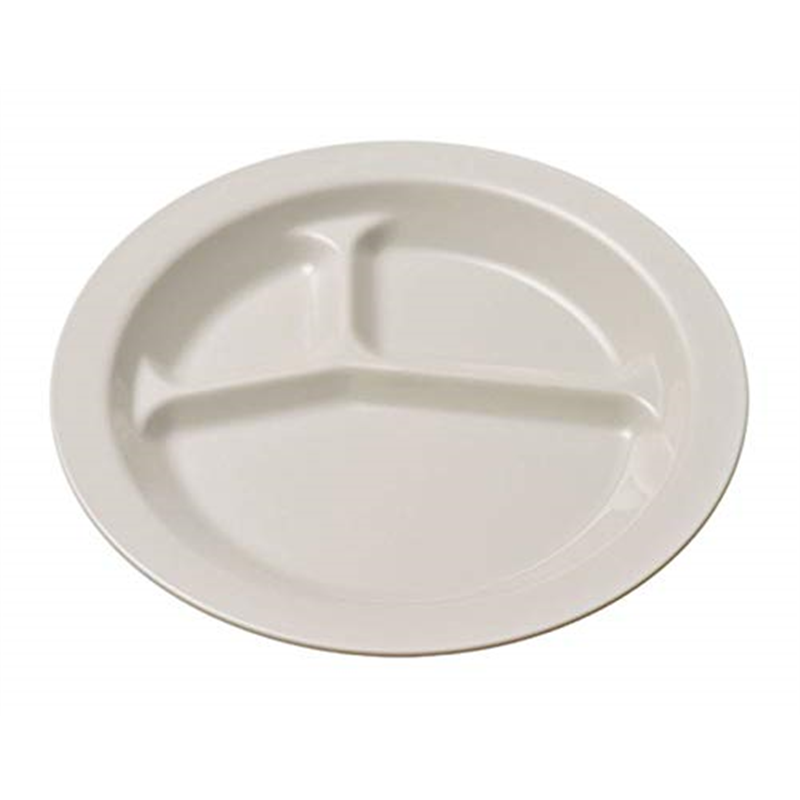 №1714GR ポリプロ 丸ランチ皿三ツ切 (グレー) 1個（ご注文単位1個）【直送品】