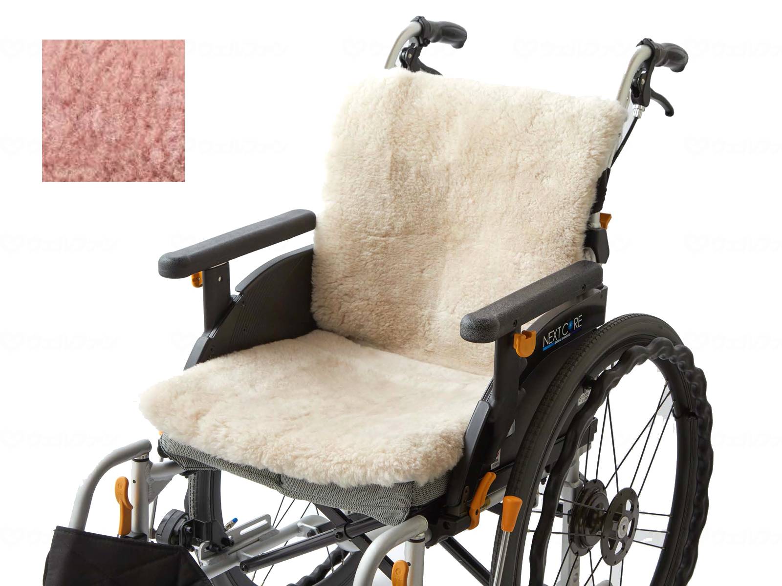 ウェルファン 車椅子ムートンシート ピンク 1個（ご注文単位1個）【直送品】