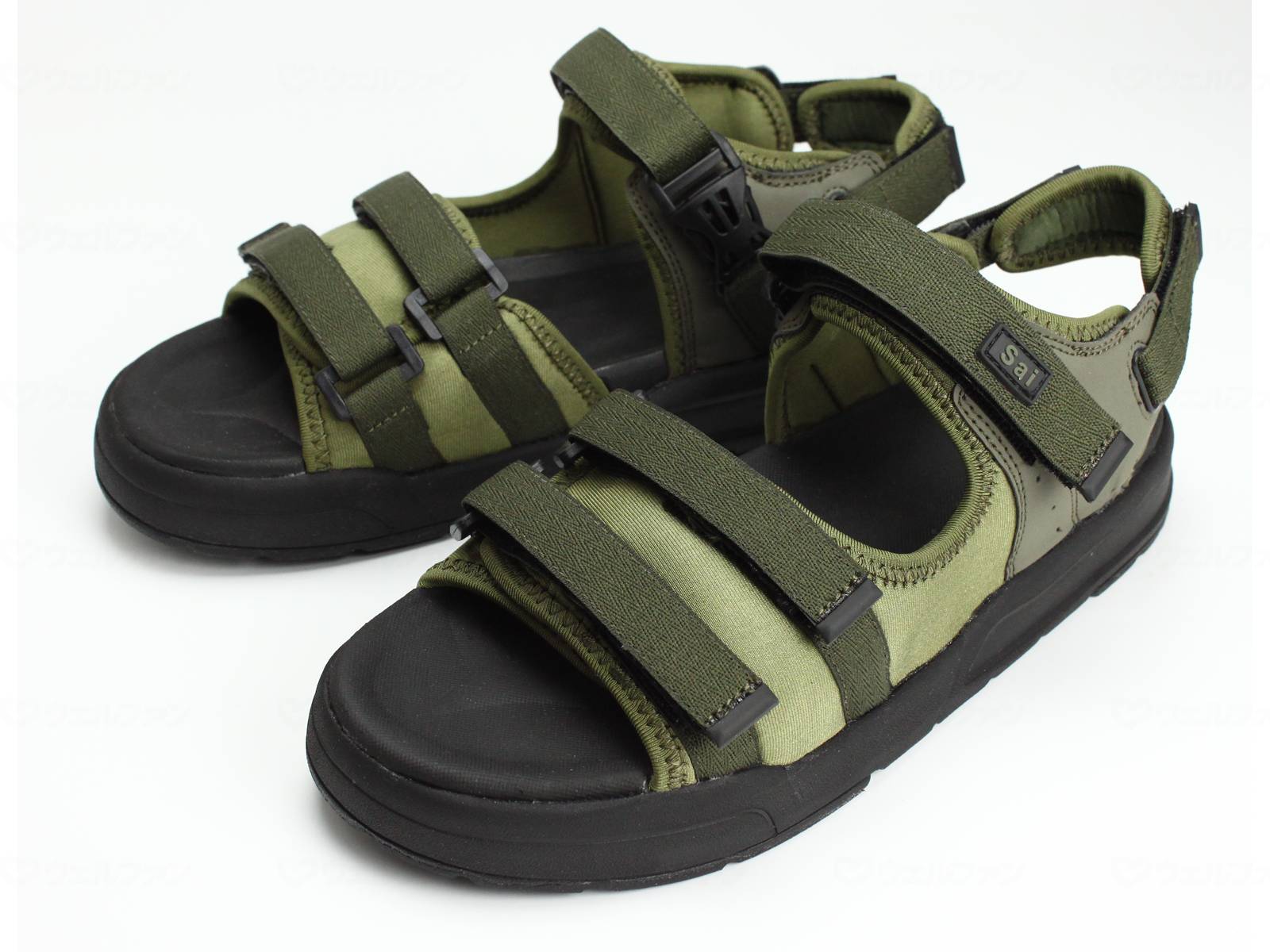 ウェルファン SaiSai ジャストフィットサンダル WG520/カーキ/M 1個(ご注文単位1個)【直送品】