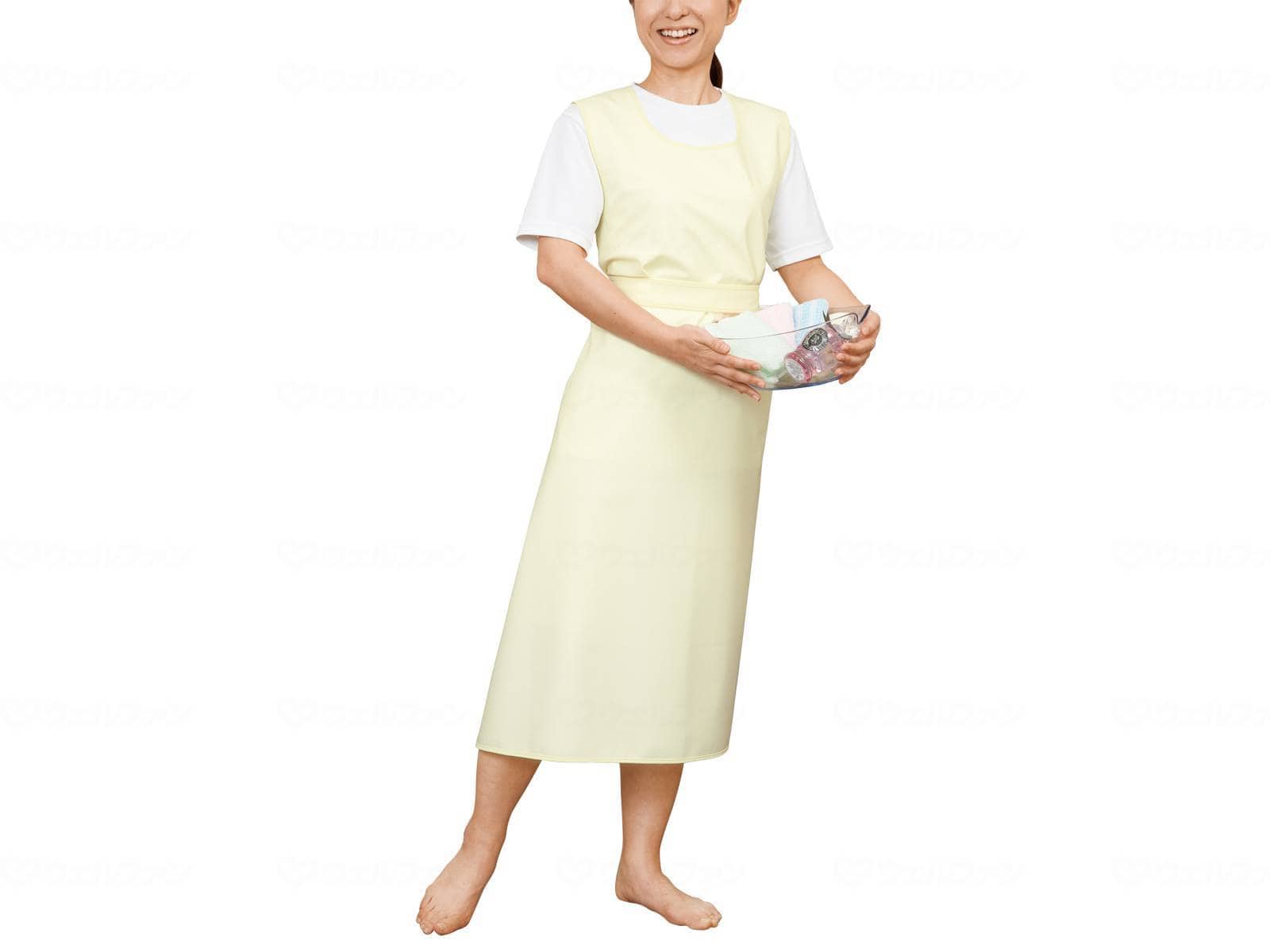 ウェルファン 入浴介助エプロン(ひもタイプ)/クリーム/M 1枚（ご注文単位1枚）【直送品】