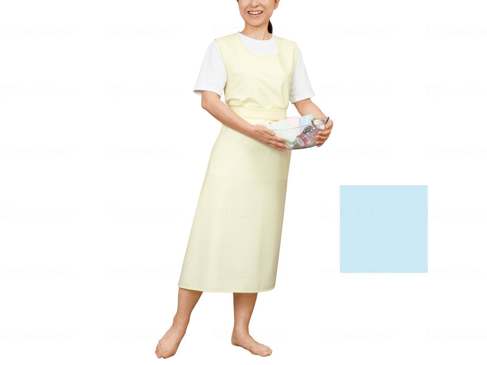 ウェルファン 入浴介助エプロン(ひもタイプ)/サックス/L 1枚（ご注文単位1枚）【直送品】